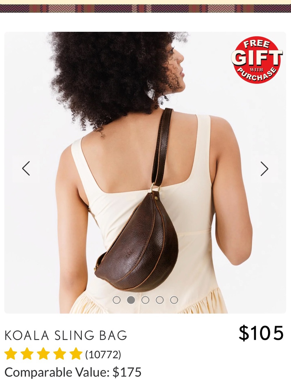 Koala Sling Bag — Brown Leather Crossbody Sling - SMALL SIZE - COLD BREW COLOR